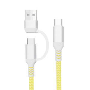 PJ-MC003K(HQ/PM)Factory OEM Nylon Braided Kevlar USBA + Type C To Type-C Cable 2A-3A