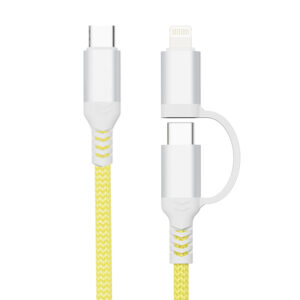 PJ-MC001K(HQ/PM)Factory OEM Nylon Braided Kevlar USB Type-C to C+Lightning Cable 3A