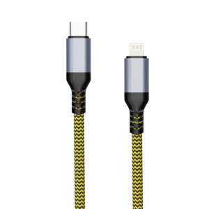 PJ-CC002K (HQ/PM)Factory OEM Nylon Braided Kevlar USB Type C to Lighting Cable 3A