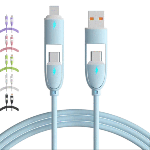 PJ-MC016 USB+Type-C to Type-C+Lightning Silicone Fast charging cable 3A 60W For iPhone Xiaomi USB2.0