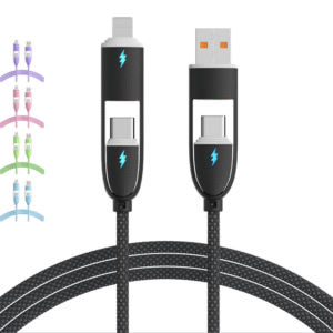 PJ-MC016B USB+Type-C to Type-C+Lightning Nylon Fast charging cable 3A 60W For iPhone Xiaomi USB2.0