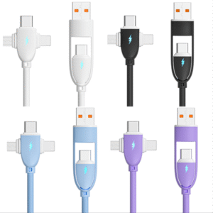 PJ-MC032 USB+Type-C to Type-C+Lightning+Micro Silicone Fast charging cable 3A 60W For iPhone Xiaomi  USB2.0