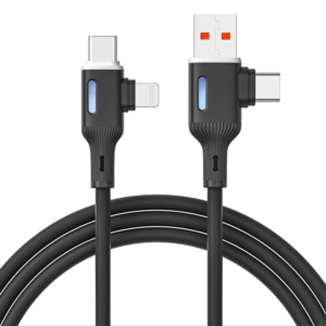PJ-MC012 USB-A+Type-C to Type-C+Lightning Silicone Fast charging cable 3A 60W For iPhone Xiaomi  USB2.0
