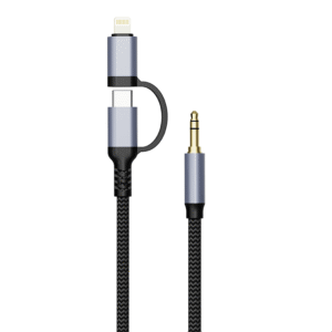 PJ-YC004 Type-C+Lightning to 3.5mm male Audio Aux Jack Cable