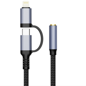 PJ-YC004F Type-C+Lightning to 3.5mm female Audio Aux Jack Cable